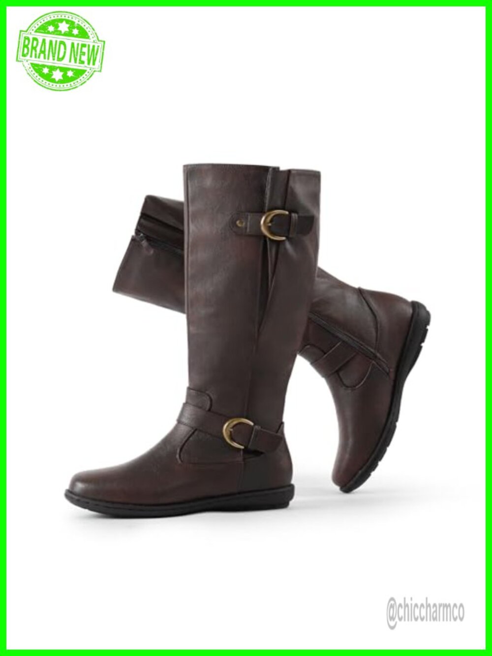 Wide Calf Flat Knee High Boots Faux Fur Lined Zip Closure